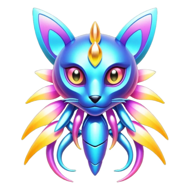  Epic legendary warm-colored sunny rare glowing mechanical sparkly transparent bioluminescent luminescent vibrant bright pastel dark exotic iridescent colorful gradients futuristic modern metallic glossy glittery fantasy-cyber-Fakémon-Vernid-creature sticker