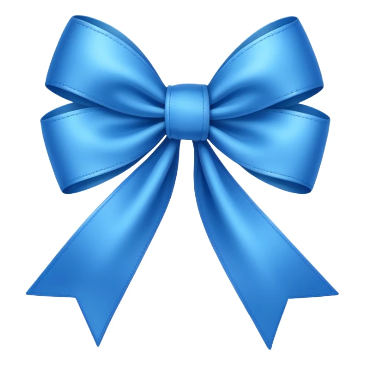 blue ribbon tied in a bow, apple emoji style sticker