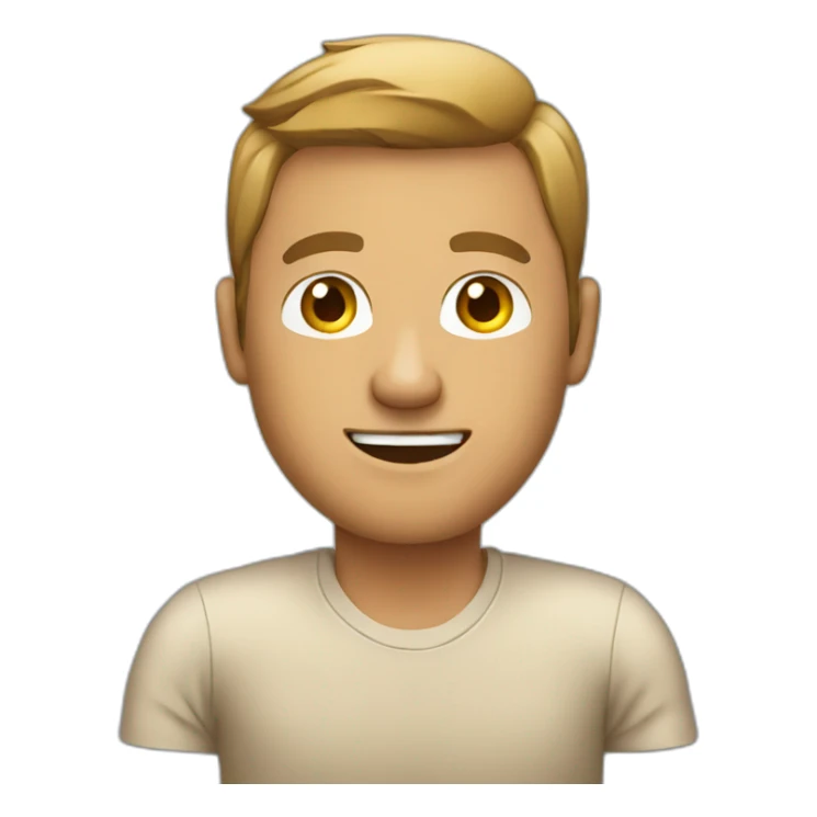 man in an office chair wearing a beige t shirt sticker