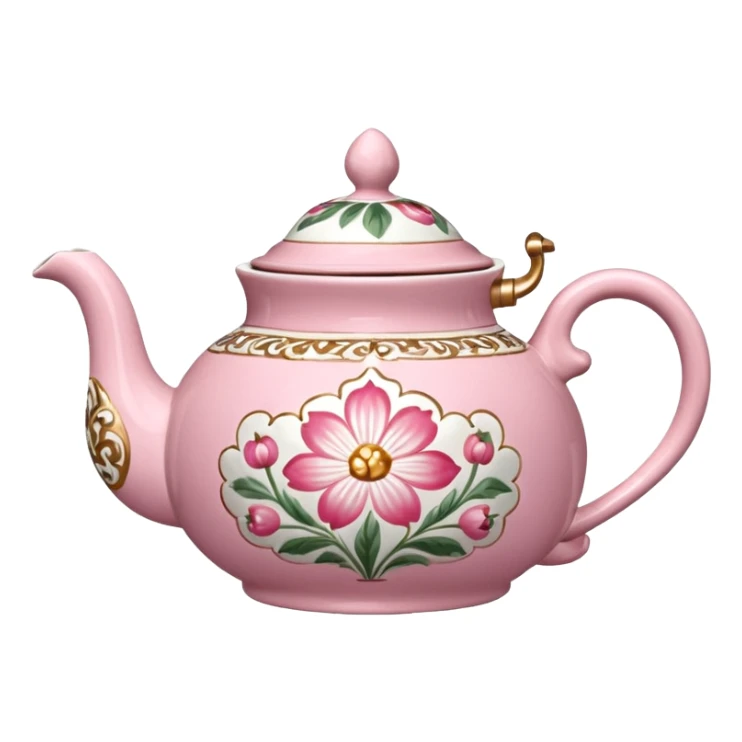 A pink and white flowery TeaPot sticker