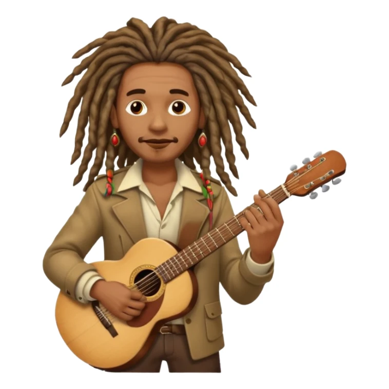 Musician with dreadlocks and Cuba ciga and guitar sticker