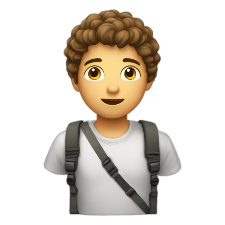 niño 12 años con pelo rizado sosteniendo una camara sticker