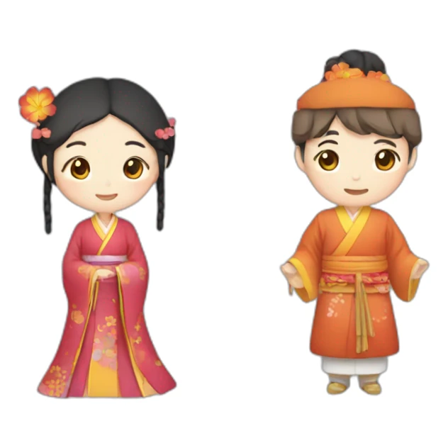 man and woman wearing Hanfu sticker