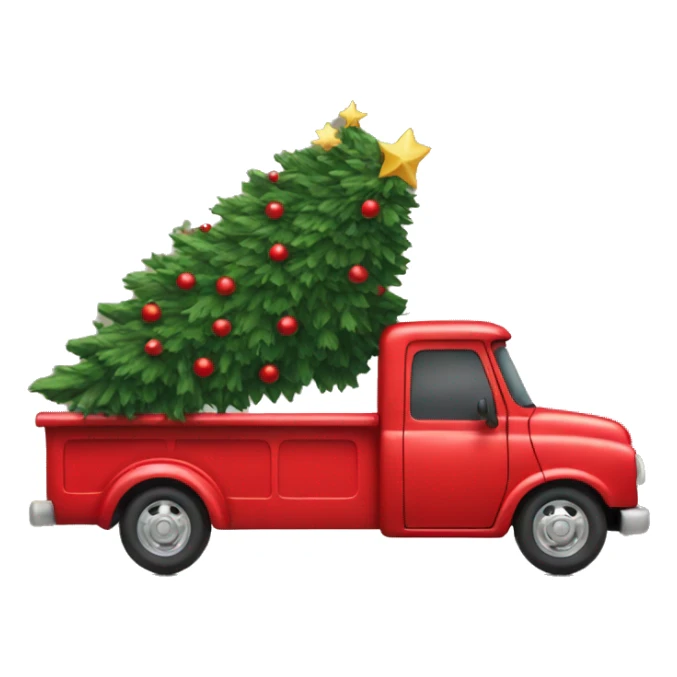 Red truck with Christmas tree  sticker