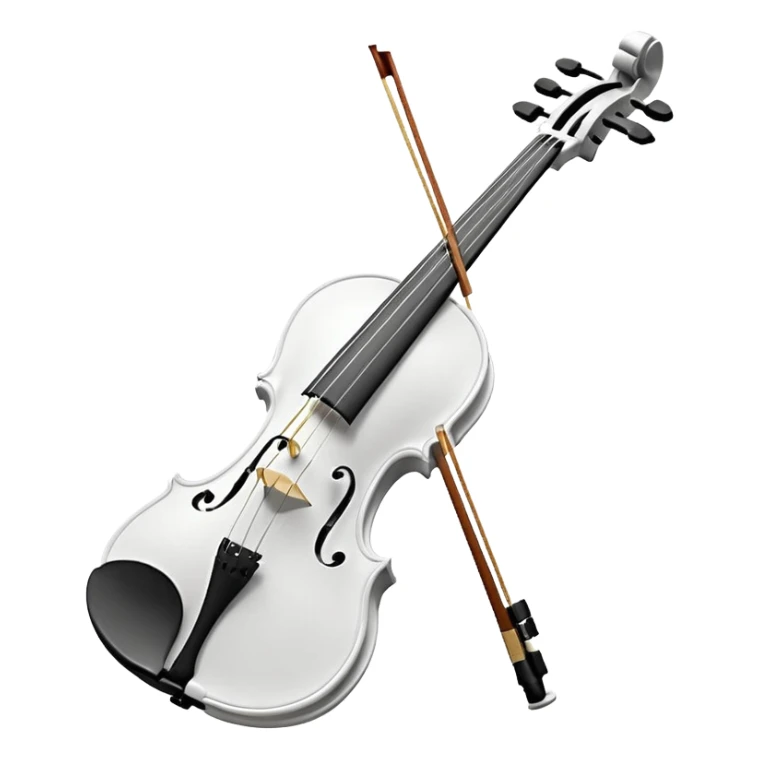 A pure white violin, sleek and elegant, animated style, soft glow, premium 3D-like shading, high resolution, minimalistic background, cheerful and visually appealing, perfect for Telegram emoji or sticker sticker