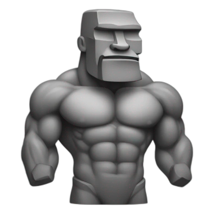 Moai that goes to gym with muscles and gains sticker