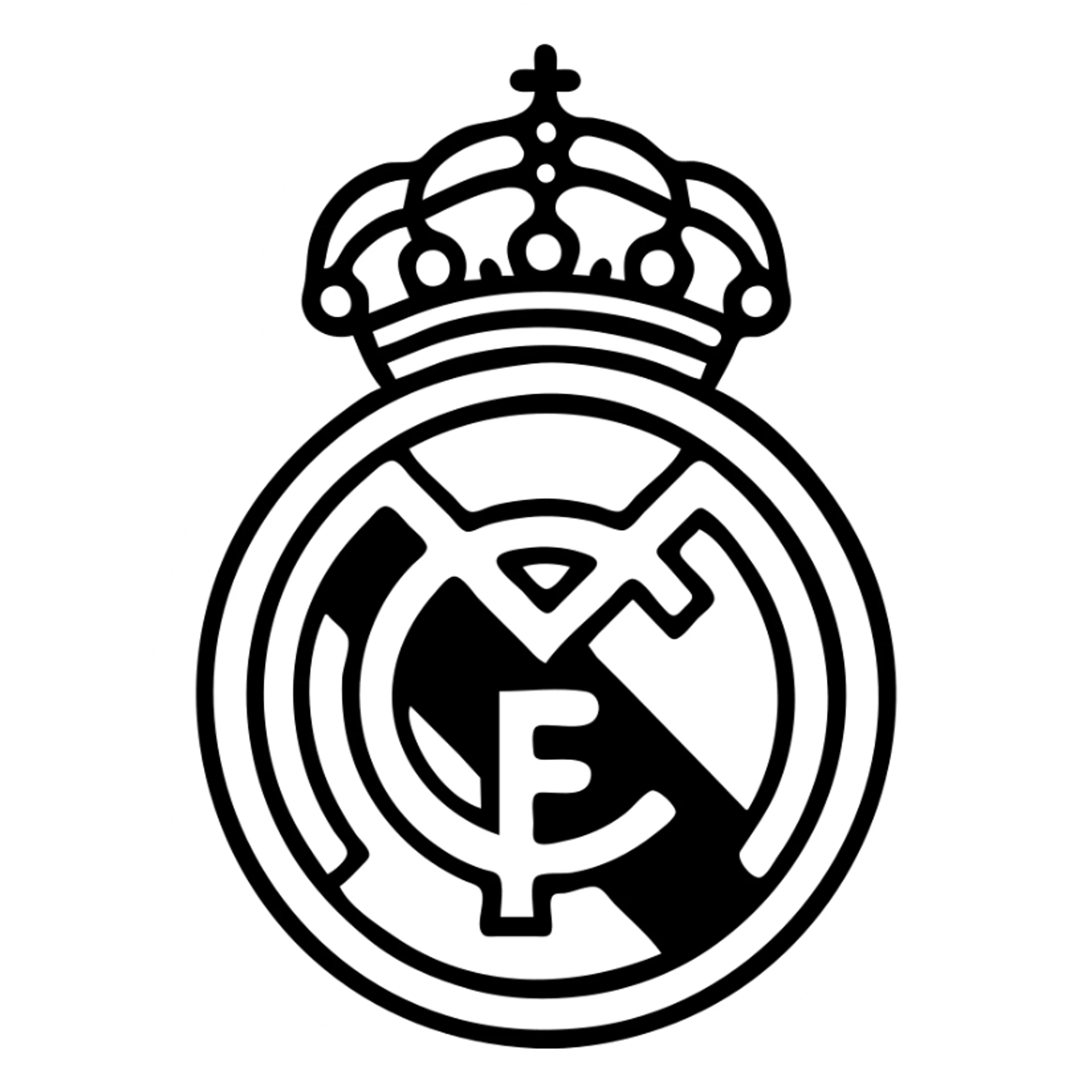 Real Madrid logo, simple black outlined icon, no fill sticker