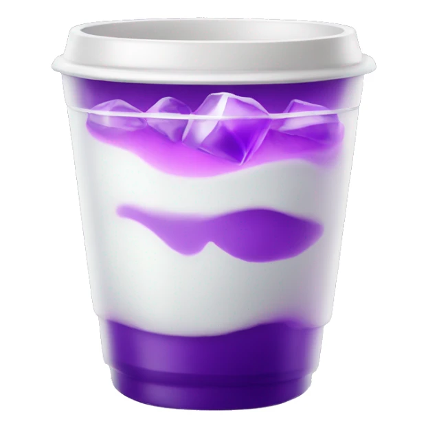 double white cup with purple drink and ice cubes sticker