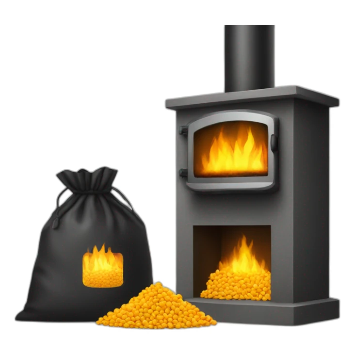 fire place and bag of pellets sticker