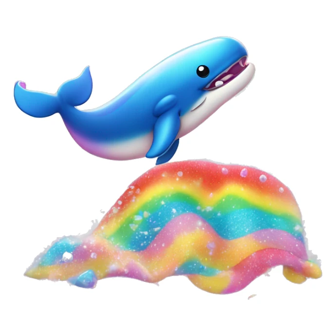 Lisa frank kawaii whale blowing rainbow glitter water  sticker