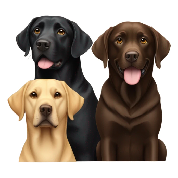 two black labradors, one chocolate Labrador and one golden Labrador sticker