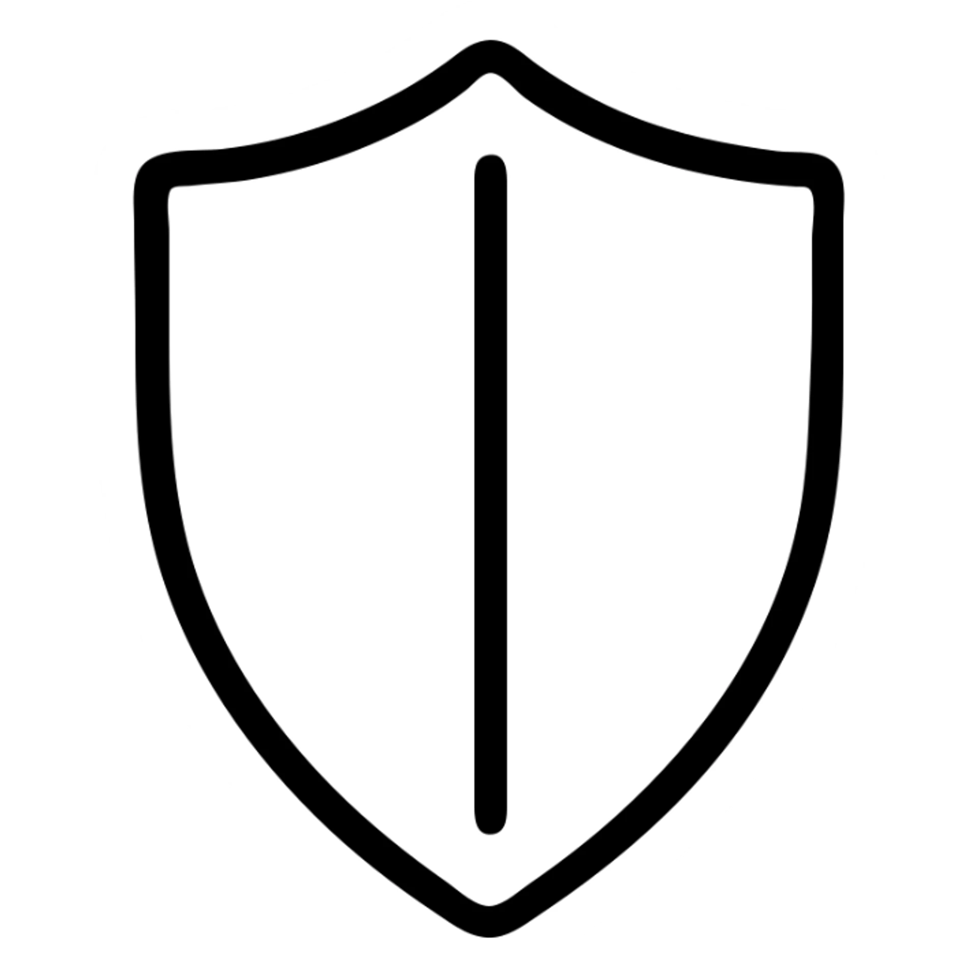 logo of a shield, minimalistic, outlined style, clean lines, monochrome, professional look sticker