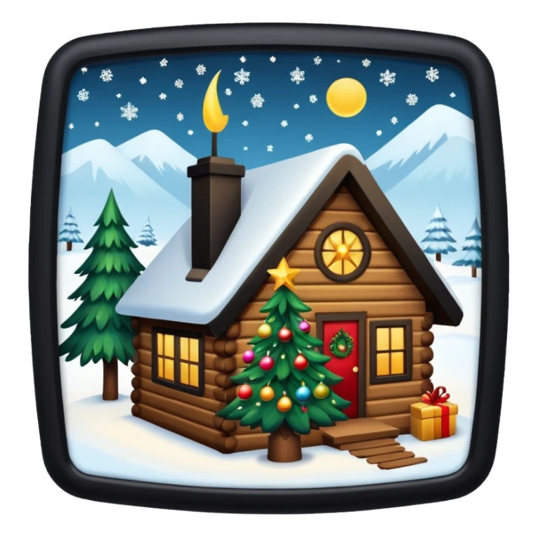 Realistic Beautiful Christian Christmas tree in a cabin sticker