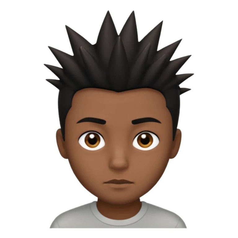 Dark brown boy, with short spiky black hair, black eyes sticker