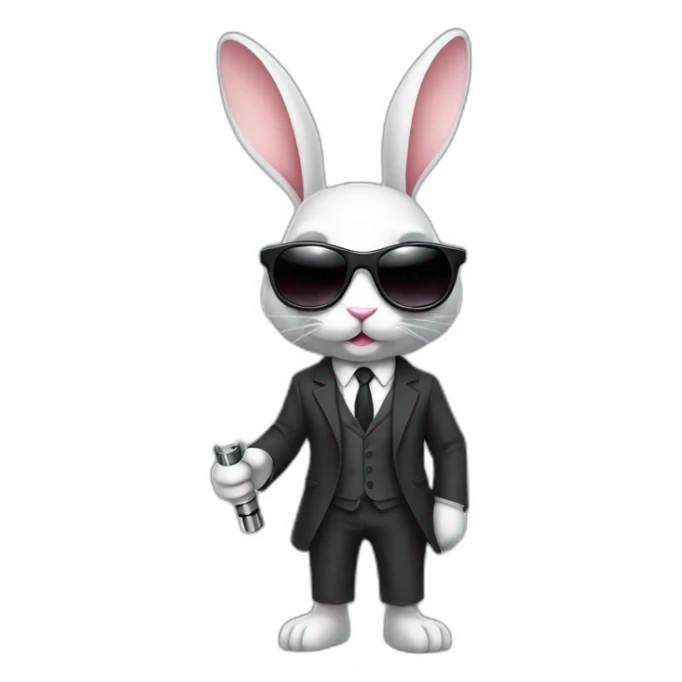 Rabbit with suit and sunglasses and  lightsaber light on completely sticker