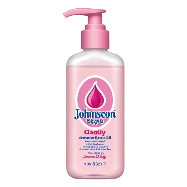 realistic Johnson and Johnson style bottle pink cap pink logo clear bottle with berry party logo with diddy oil and a berry on top bottle sticker