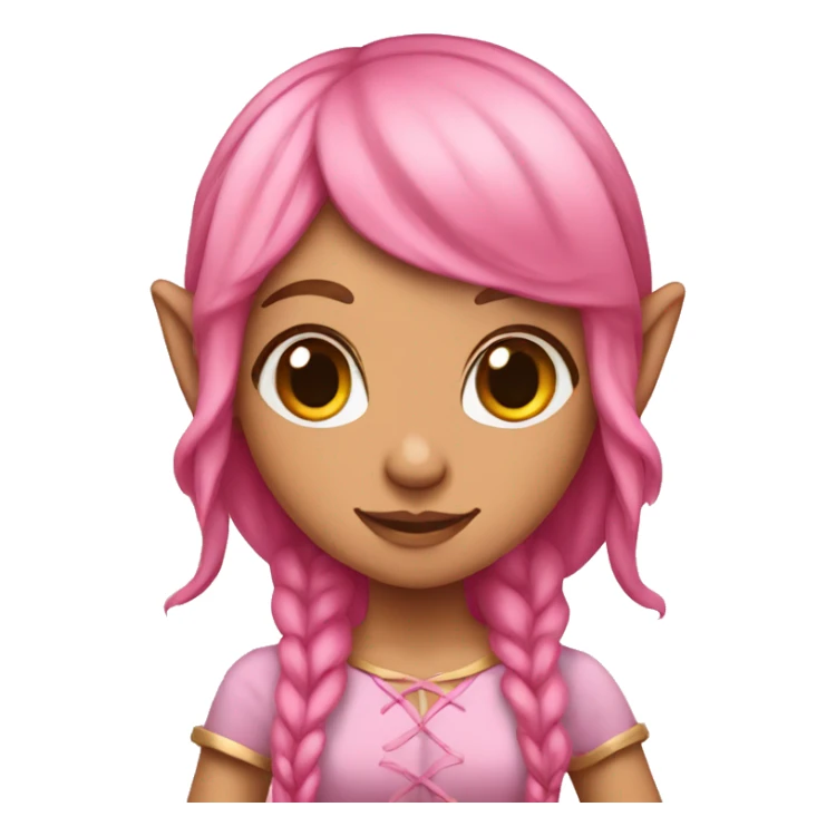 tan skinned elf girl with pink hair sticker