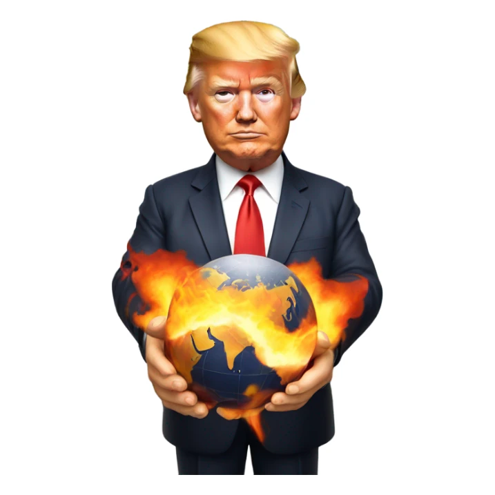 Trump with with world on fire in his hands  sticker
