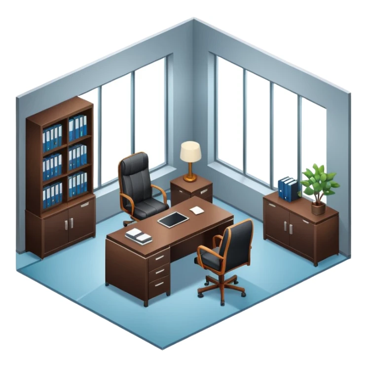 an office for ceo of company in an isometric style sticker