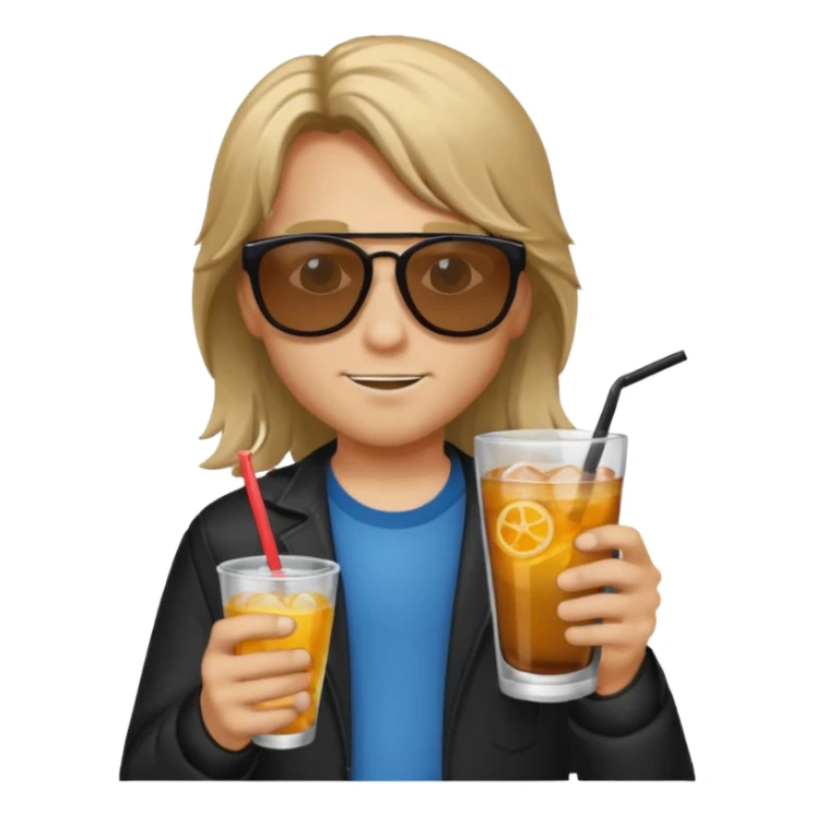 drink holders with sunglasses boy long hair sticker