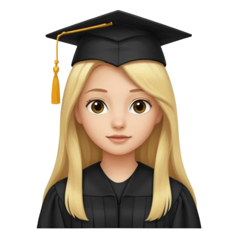 Blonde girl with long wait with graduation gown sticker