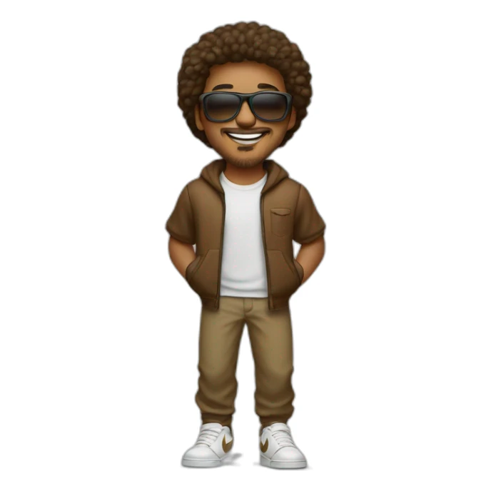 hombre con lentes, pelo castaño, vestido con nike dunk, feliz sticker