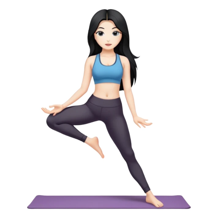 Yoga girl white skin black long hair sticker