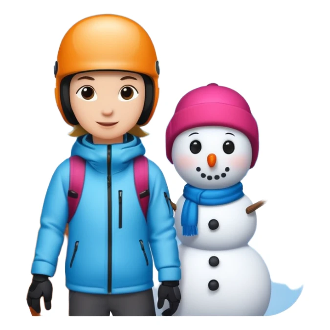 ski resort with snowboarder and snowman sticker