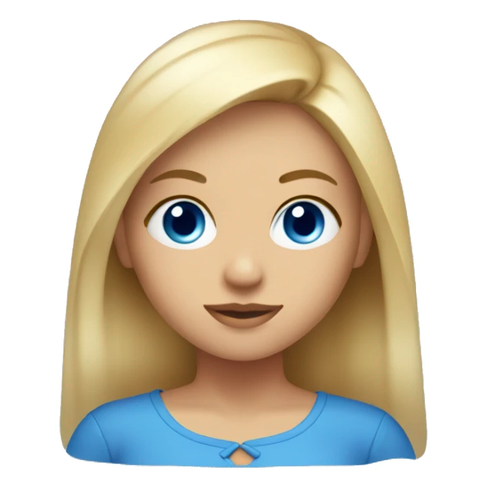  a  tan ,blonde girl with blue eye with a blue cropped top on sticker