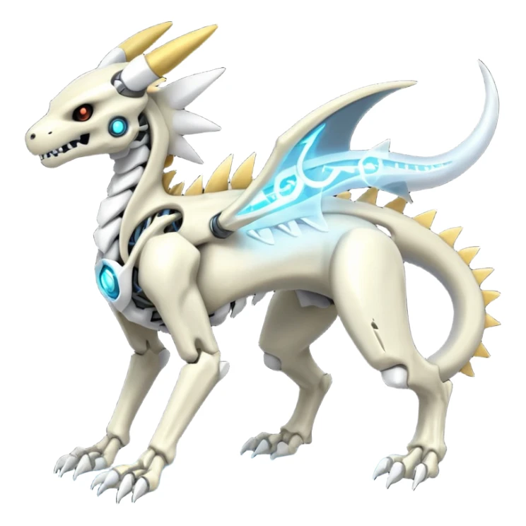 futuristic Skeleton-Cyborg-Reshiram-Manectric-Electrike-Salandit-Cubone-Umbreon-Marowak-Draco-Fakémon-hybrid-creature (full body), 4 legs sticker