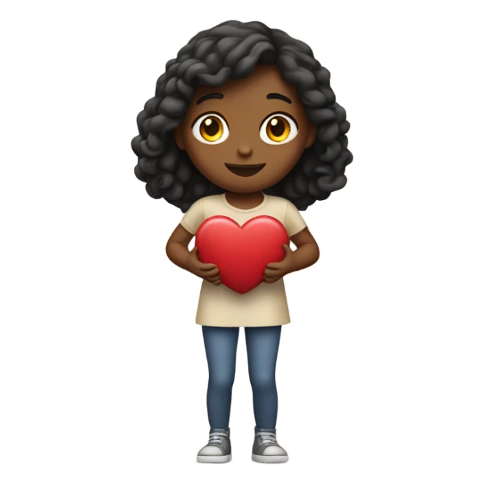 Girl holding a heart  sticker