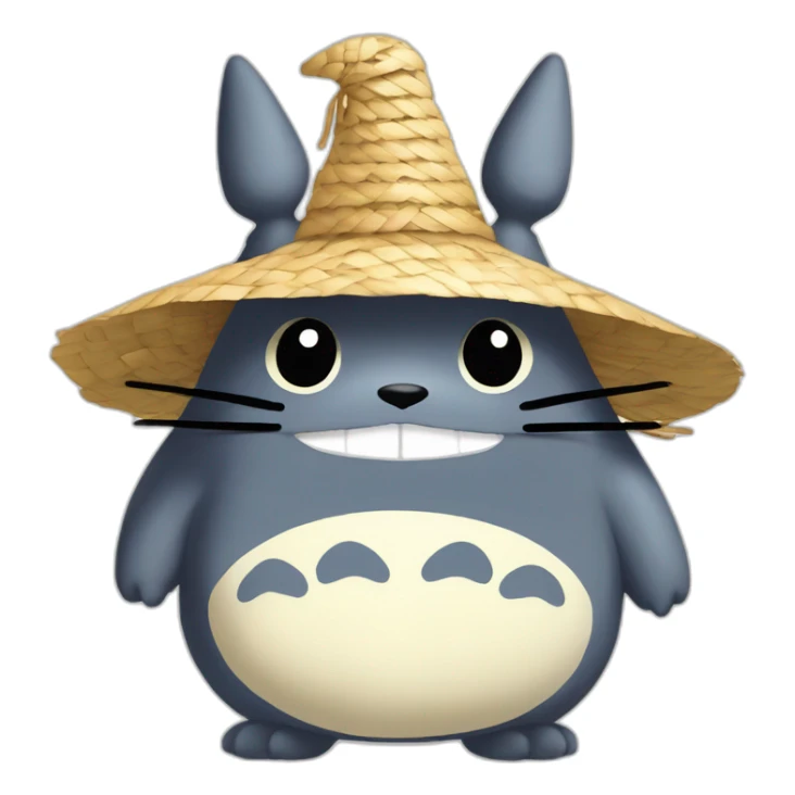 Totoro avec un chapeau de paille sticker