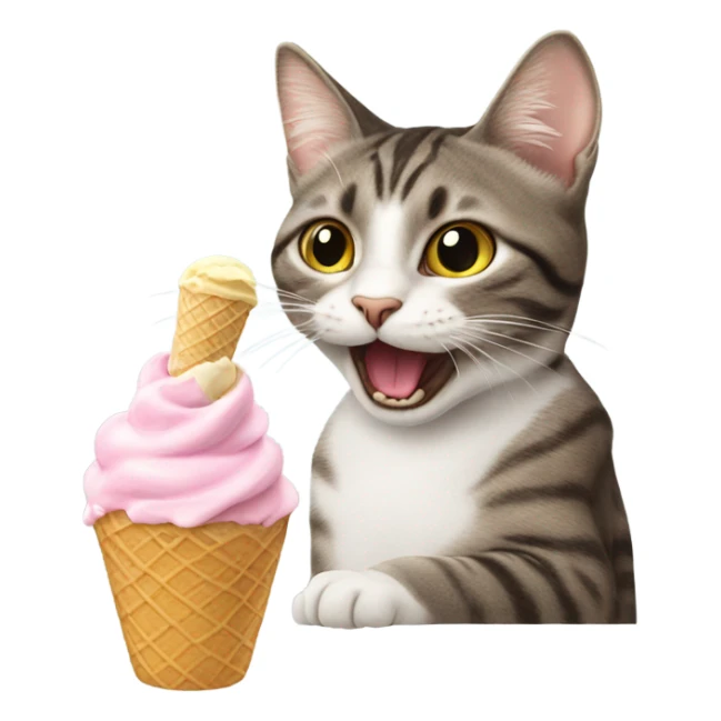 Cat eating ice cream sticker