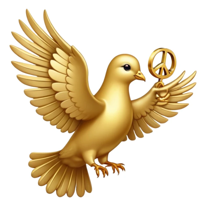 golden dove, shiny gold feathers, peace symbol bird sticker
