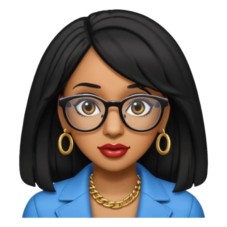 rapper Cardi B black hair wear glasses sticker