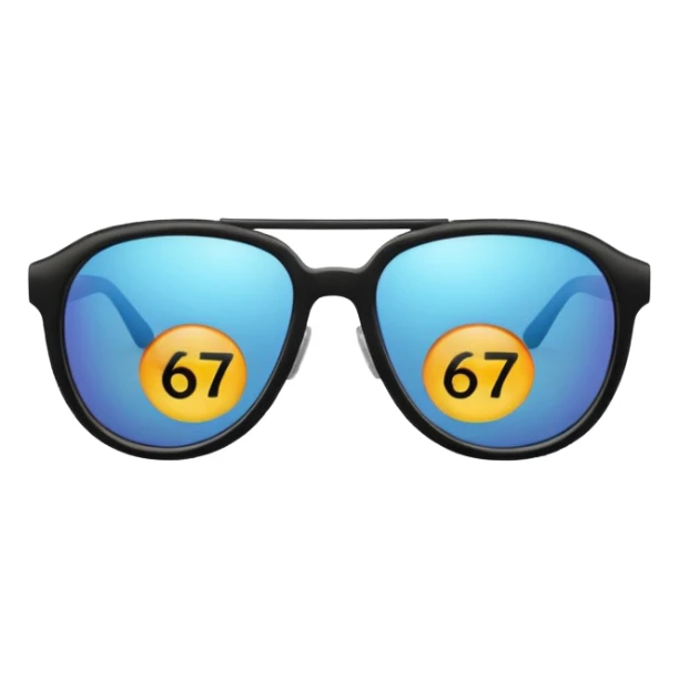 Sunglasses with the number 67 on them sticker
