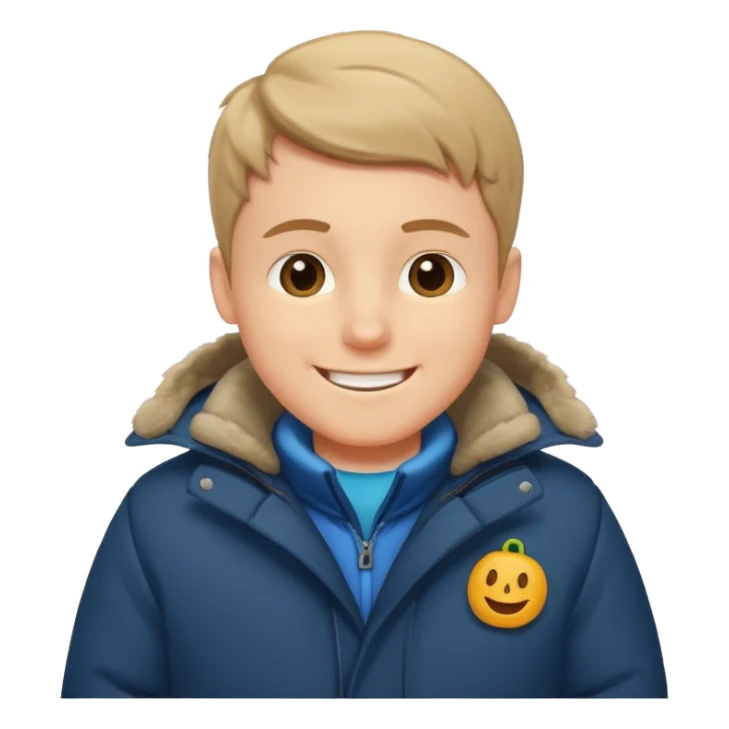 emoji- of a white boy putting on his coat sticker