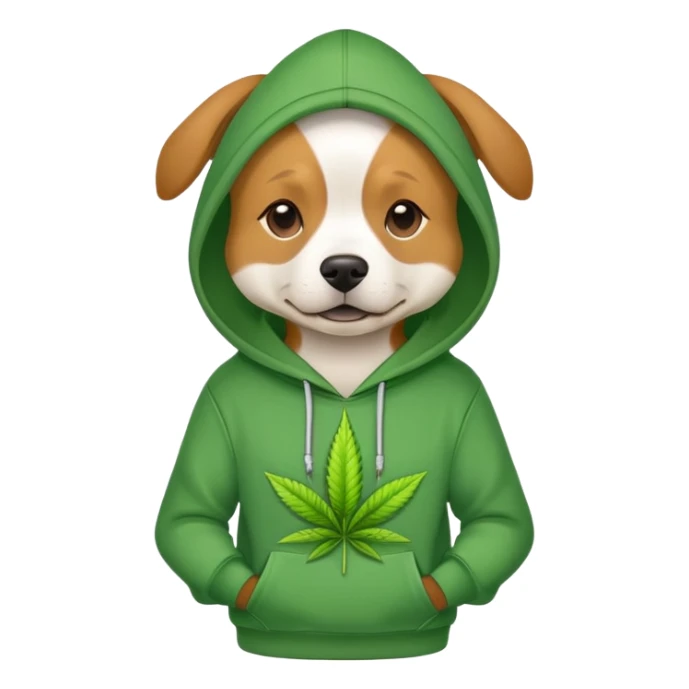 Dog wearing weed hoody sticker