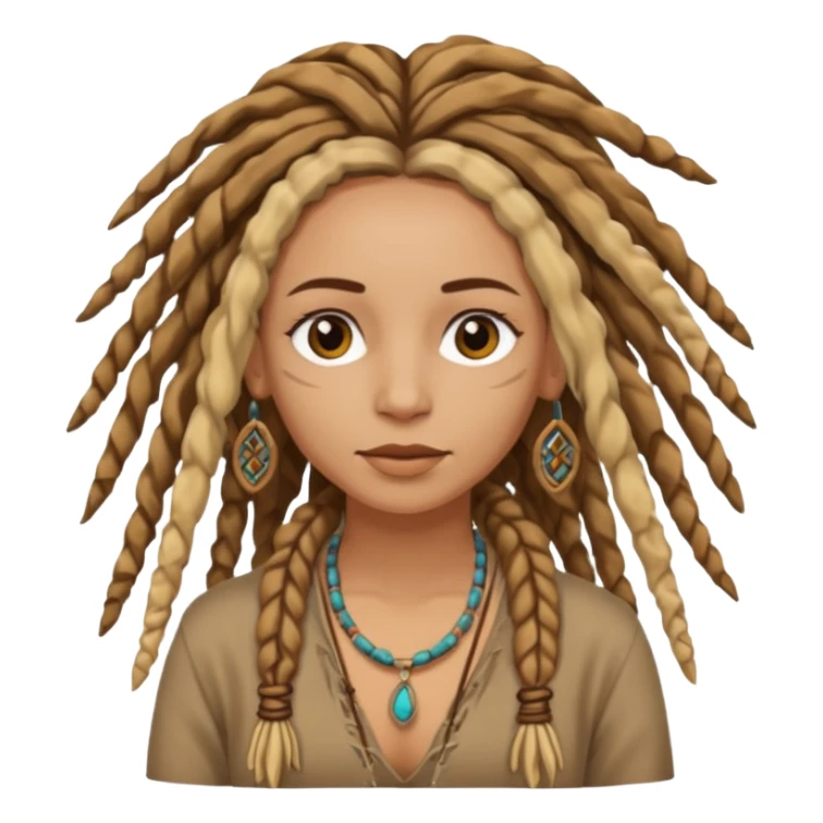 Brown and blonde dreads on tan woman boho sticker