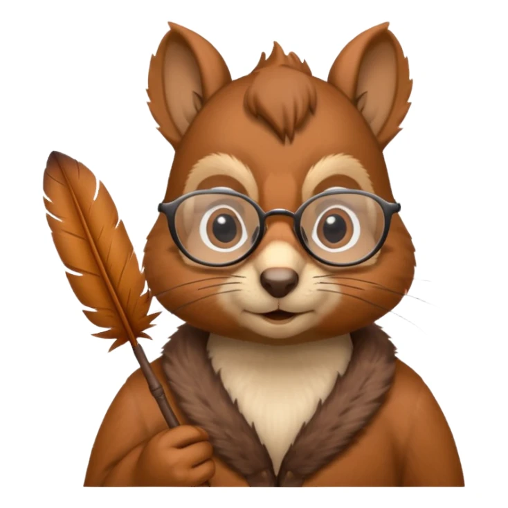 écureuil savant, air sérieux, tenant une plume, lunettes sticker