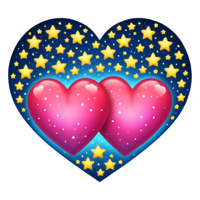 Two hearts one beyond one another with stars in it sticker