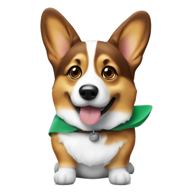 a corgi with a dubai chocolate with green filling inside sticker