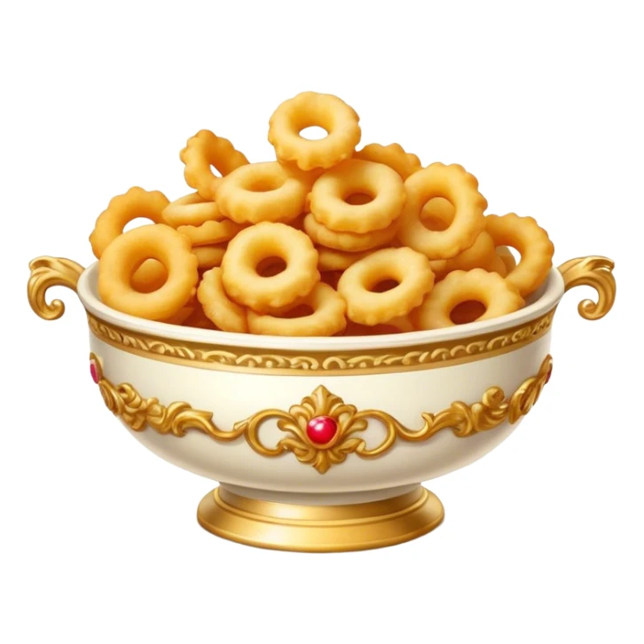 Bowl of fried snacks in rococo style sticker