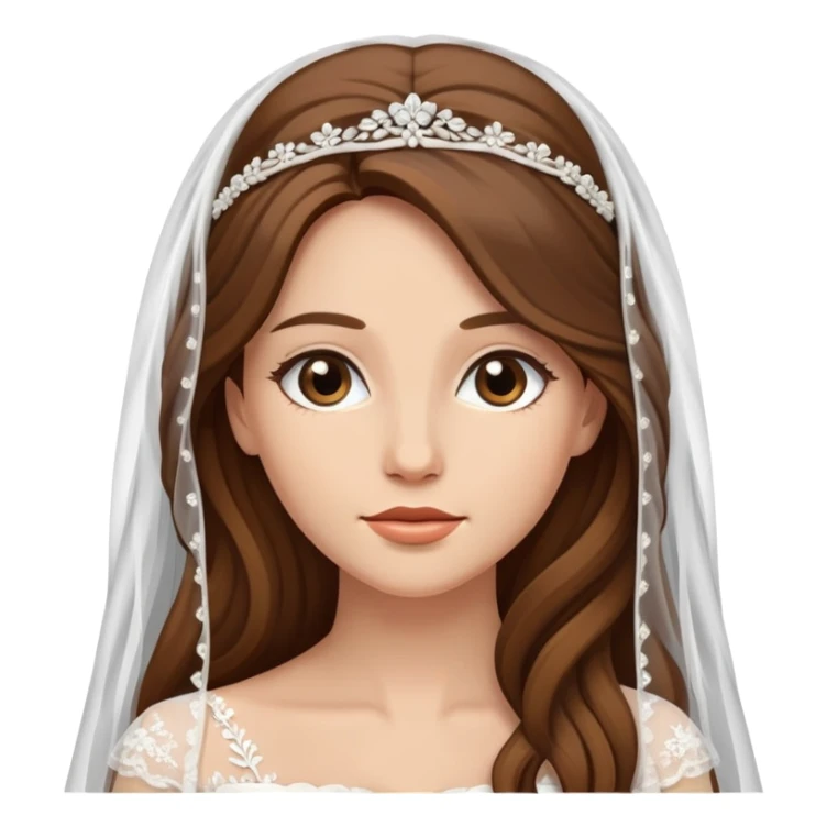 beautiful brown long hair bride with veil sticker