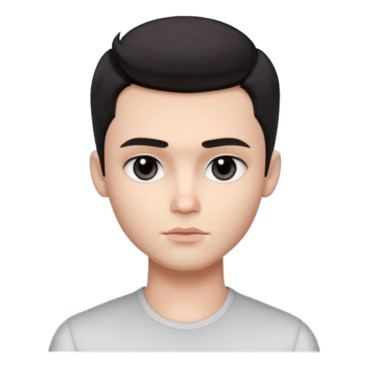 pretty handsome bratz man, with black black black eyes,  short dark hair, pale skin, defined jawline sticker