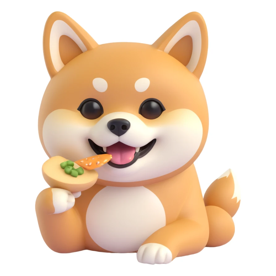 shiba inu, eating sticker
