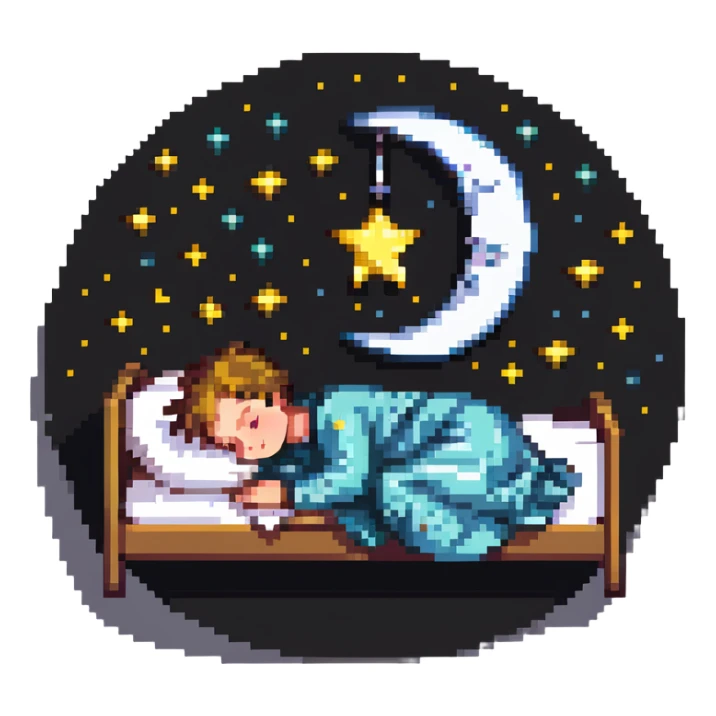 boy sleeping with Z symbols stars and moon sticker