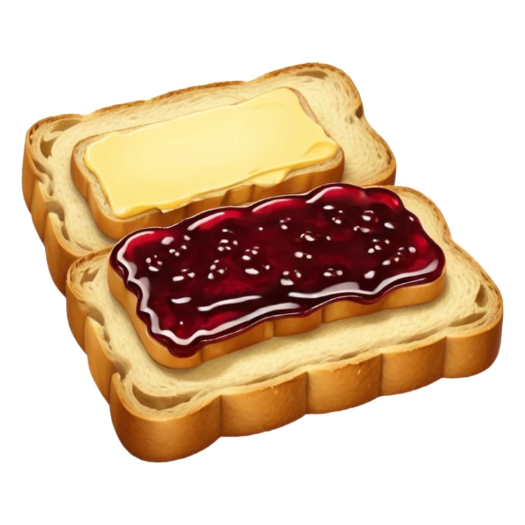 make a 2 slice of bread with butter and jam on top of it with not face sticker