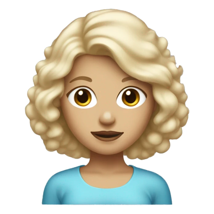 blonde mom straight hair has blue eyes holding beige poodle  sticker