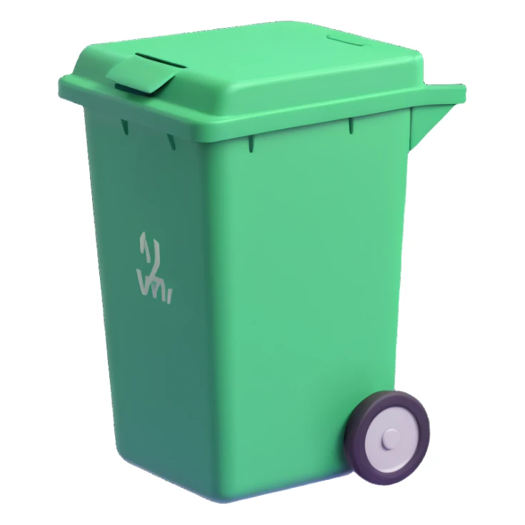 Draw a Pixar-style trash can. The view should be at a high angle. Do not use the face, eye, and mouth. sticker